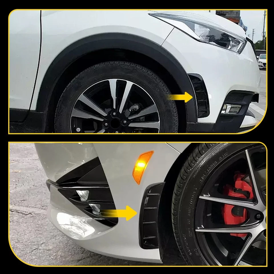 Sport 2PCS Black Side ABS Fender Vents Air Wing Cover Trim Car Accessories Set - Image 4 of 4