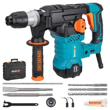 1-1/4" SDS-Plus Rotary Hammer Drill with Vibration Control,Safety Clutch,12.5...
