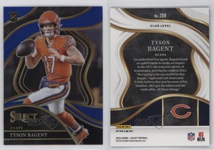 2023 Panini Select Club Level Blue Prizm /99 Tyson Bagent #208 Rookie RC