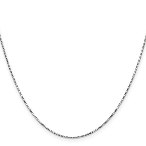 14K White Gold 24 inch .9mm Box Chain Necklace - Picture 2 of 4