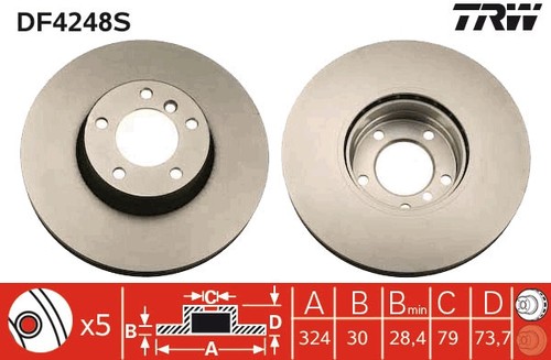 TRW DF4248S Brake Disc for BMW - Picture 1 of 3