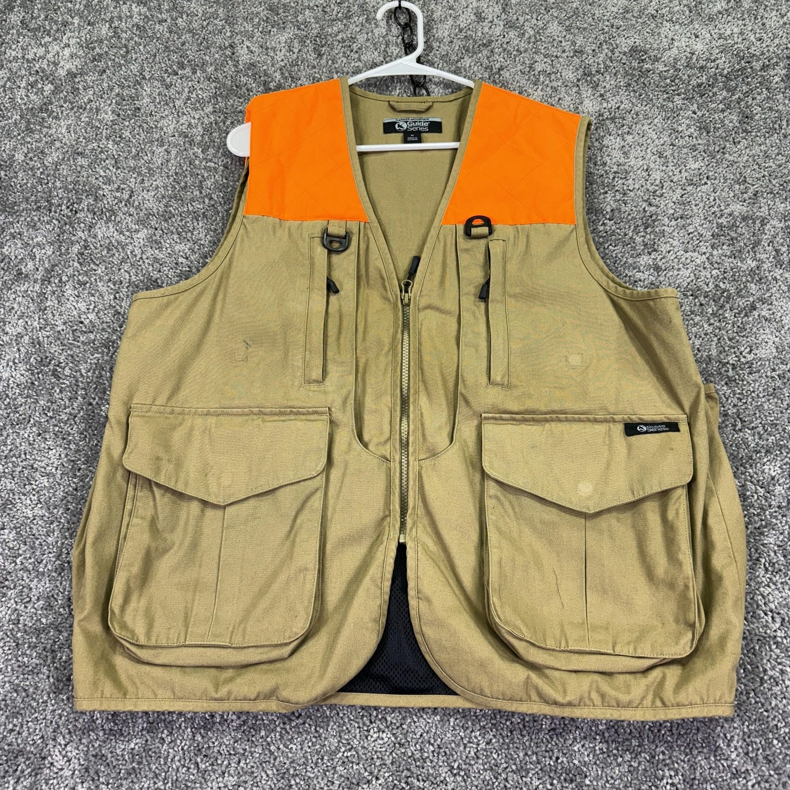 Gander Mountain Vest Mens Medium Beige Orange Hunting Guide Series Full Zip