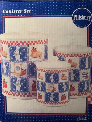 Rare NIP Benjamin & Medwin Pillsbury Doughboy All American 6 Piece Canister Set - Bild 12 von 17