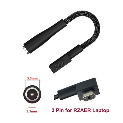 DC 5.5*2.5mm Female to 3 Pin Adapter Converter Laptop Power Cable Cord For Razer - Afbeelding 2 van 9