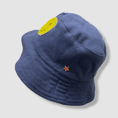 Jocelyn Women\'s Sequined Smiley Patch Bucket Hat in Navy O/S (MSRP $65) Jocelyn Women main image 2