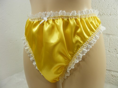 sissysilky yellow satin cheeky scrunch butt panties mens lingerie knickers - Picture 2 of 2