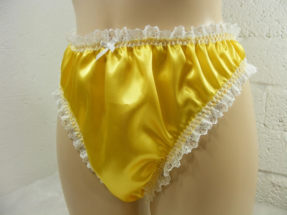 Bragas bragas sissy amarillo satinado descaradas scrunch butt para hombre lencería bragas TODAS LAS TALLAS Foto 2 de 2