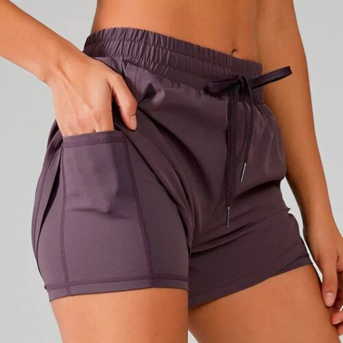 Sport Shorts Running Women Workout Short Fitness Solid Leggings Elastic Gym Yoga - Picture 44 of 72