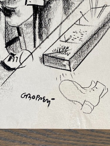 WILLIAM GROPPER signiert WPA Vintage Original Lithographie Mann Herstellung Schuhe Arbeiter - Bild 4 von 5