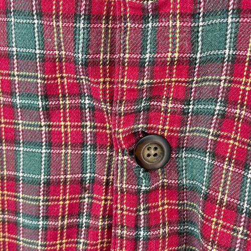 GAP Sleepshirt Men L Flannel Plaid Popover Long Sleeve Pajama 90s Cotton Red VTG - Picture 7 of 13