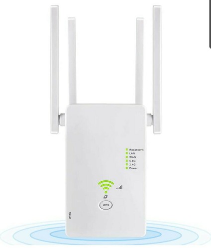 1200Mbps WiFi Range Extender,Wireless Internet Signal Booster with 4 Advanced    - Picture 1 of 7