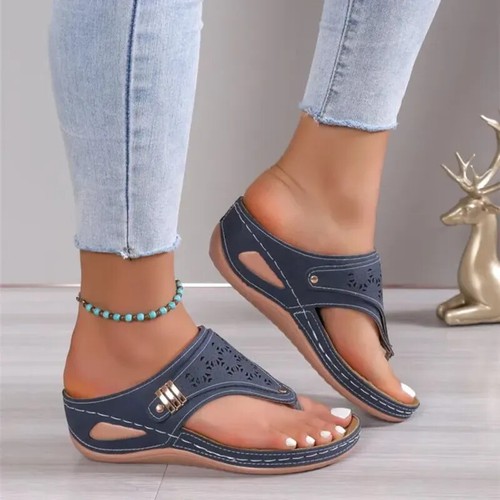 Sandalen orthopädisch Keilabsatz Sommerschuhe Freizeit Fersenriemen Wandern Damen flach Größe - Bild 30 von 31