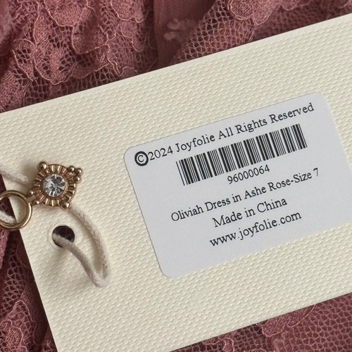 Joyfolie Oliviah Ashe Rose Dress W/ Lace & Polka Dots Handkerchief Hem Sz 7 - Picture 4 of 17