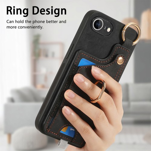 Ring Kickstand PU Leather Shockproof Rugged Wallet Phone Case For iPhone 16e NEW - Picture 15 of 74