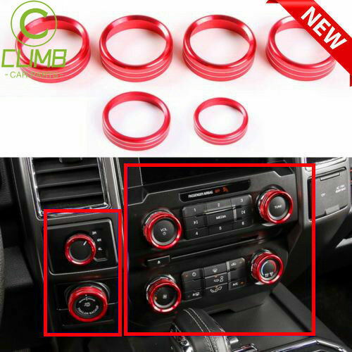 HOT 6pcs RED Air Condition Cover Trim For Ford F150-XLT 2016-17 Switch Knob auto - Bild 1 von 12