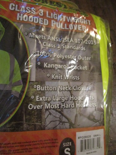 Forester Hi Vis Lightweight Hooded Sweatshirt Class 3 Safety Hoodie Pull Over S - Picture 4 of 5