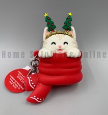 Bath  Body Works Holiday Kitty Cat Pop Up PocketBac Holder Key Chain 9025
