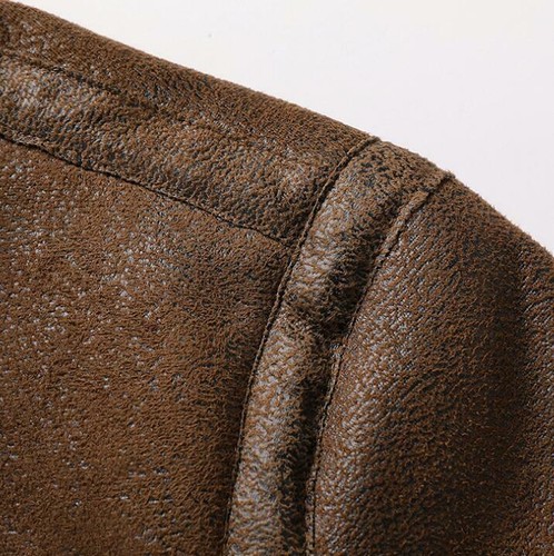 Winter Men Slim Leather Jacket Lapel Coat Fleece Suede Thick Outerwear parkas - Picture 10 of 14