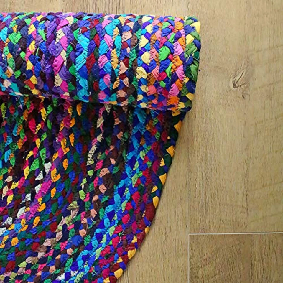 Oval Rug 100% Cotton  Braided Area Rug Modern floor Home Living Room Carpet - Image 2 of 4