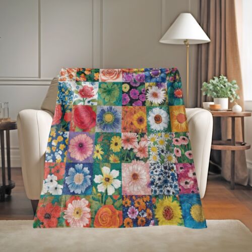 Floral Microplush Fleece Blanket Lightweight Ultra Soft Throw For Sofa Couch Bed - Picture 2 of 7