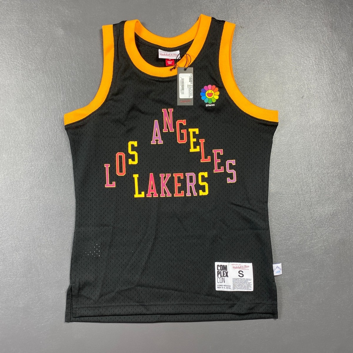100 Authentic Takashi Murakami x Mitchell Ness Lakers Jersey Mens S 36 kobe