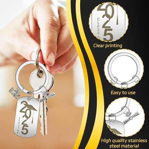 2025 Graduation Keychain Souvenir with Gift Box and Glitter Ribbon - Picture 3 of 12