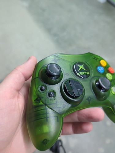 Original Xbox OEM S Type Clear Halo Green Controller w/ Breakaway Cable TESTED - Picture 3 of 11