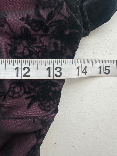 Shein Damen Blumen Velour Top Größe XS Whimsigoth Grunge Dark Fairy V-Ausschnitt schwarz - Bild 8 von 11