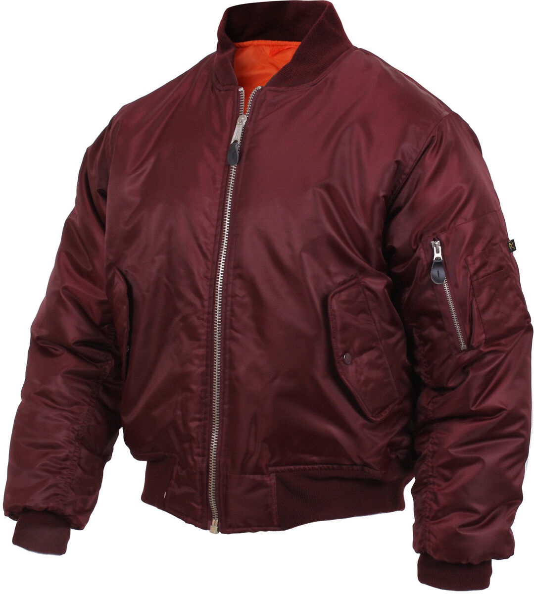 MA-1 Flight Jacket Military Bomber Coat Reversible Orange MA1 Army