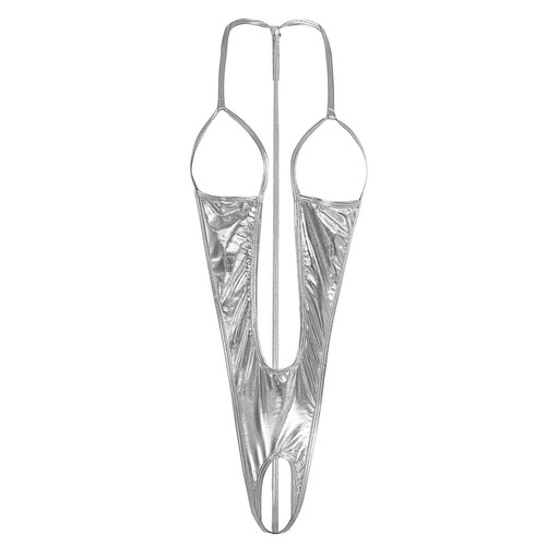 Sexy Women Monokini Shiny Bodysuit Open Cup Nightwear Thong Lingerie Swimwear - Picture 64 of 142