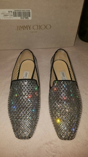 Jimmy Choo Jaida Diamante Plano Gamuza Perforado con Cristal Hotfi Talla 38 $1595 - Imagen 9 de 12