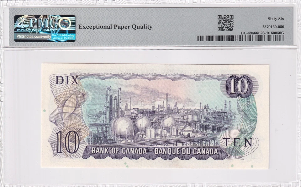 PMG Canada 10 Dollars 1971 BC-49a GEM Uncirculated 66 EPQ - Image 2 of 2