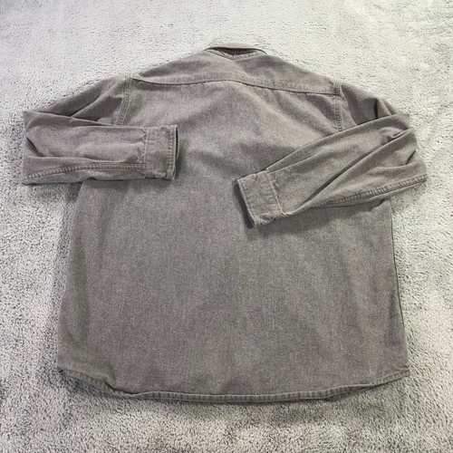 Cabela Shirt Mens Extra Large Button Up Gray Heavy Chamois Flannel Shacket - Picture 6 of 12