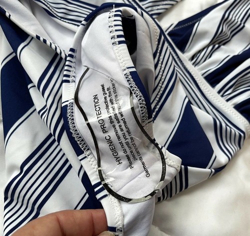 Cupshe NWT Swimsuit Sexy 1-piece blue white stripes Plunging Halter Bathing Suit - Picture 9 of 12