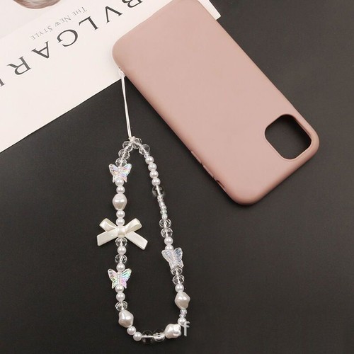 Korean Cute Baroque White Bow Flower Beaded Phone Chain Charm Lanyard Pendant - 第 5/16 張圖片