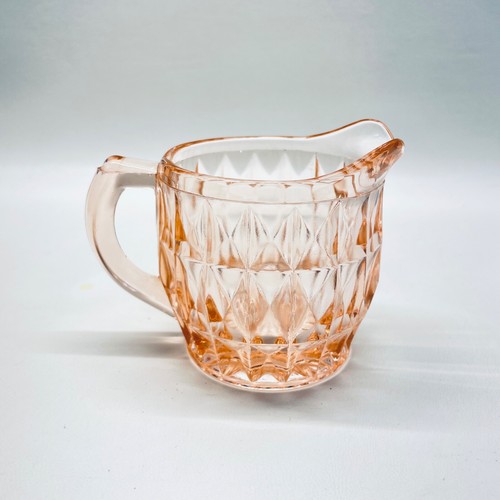 Vintage 1930s Jeanette Glass Windsor Pink Diamond Depression Glass Creamer - Picture 3 of 7