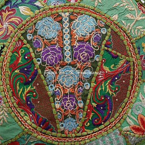 Embroidered Vintage Patchwork Ottoman Pouf Comfortable Cotton Footstool Decor - Picture 63 of 68