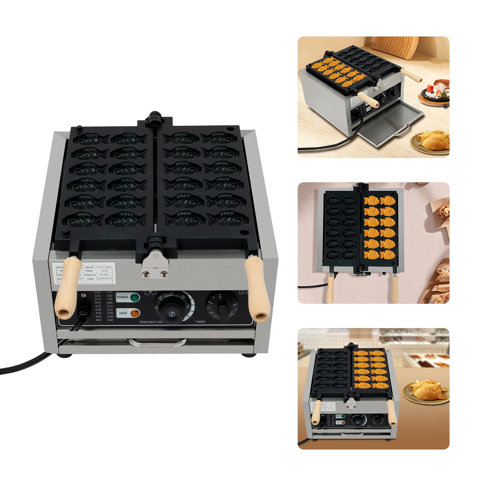 Commercial Electric Fish Shaped Taiyaki Waffle Baking Making Maker Machine