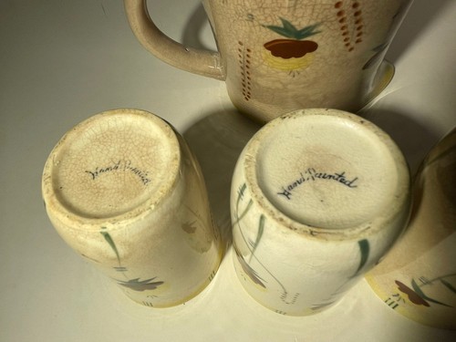 VINTAGE SAFTKRUG & 3 GLÄSER HANDBEMALT Keramik oder Steinzeug - Bild 19 von 24