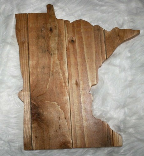 State of Minnesota Wood Wall Plaque Pecan Stained Handmade - Picture 2 of 3