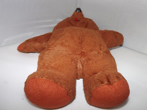 Vintage Plush Brown Teddy Bear Orange Eyes 15" Stuffed Animal (Missing Tag) - Picture 6 of 11