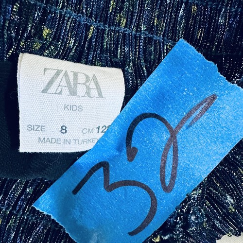 Zara Kids girl metallic blue pleated skirt size 8 - Picture 7 of 7