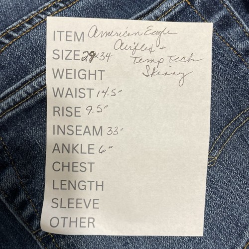 American Eagle SKINNY Jeans Men’s 29x34 Medium Wash Blue Airflex+ Temp Tech - Picture 11 of 11