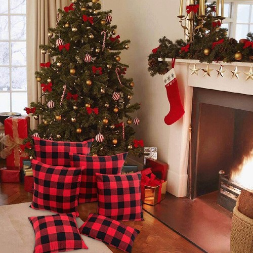 Tartan Check Cotton Linen Plaid Cushion Cover Throw Pillows Case 45x45cm ZO - Picture 6 of 12
