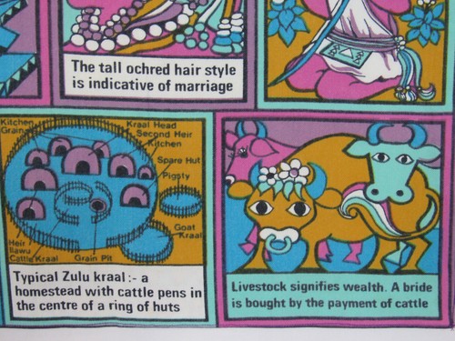 VTG 1950s 60s WORLD OF THE ZULU COTTON LINEN TEA / BAR CLOTH 21 1/2" by 16 1/2" - Picture 11 of 12
