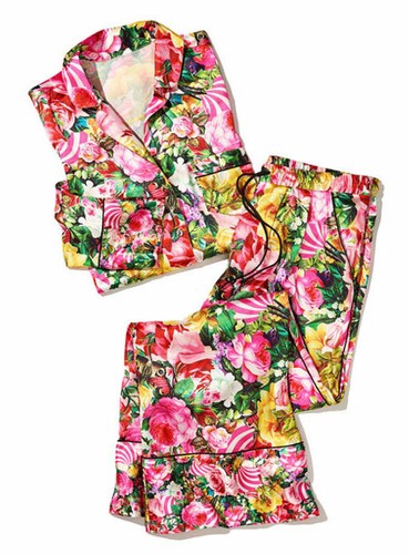 VICTORIA'S SECRET MARY KATRANTZOU Top pants PJ rose pink floral XS S M L - Picture 13 of 15