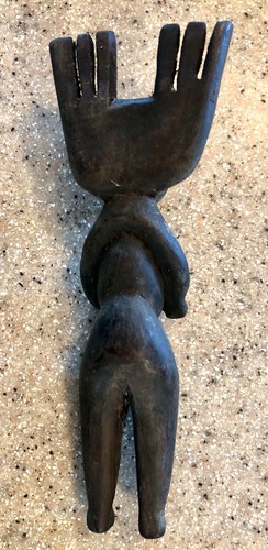 ANTIQUE Myan SLINGSHOT Dark Hand Carved Man / Angel ? Eyes Closed Primitive Art - Picture 19 of 22