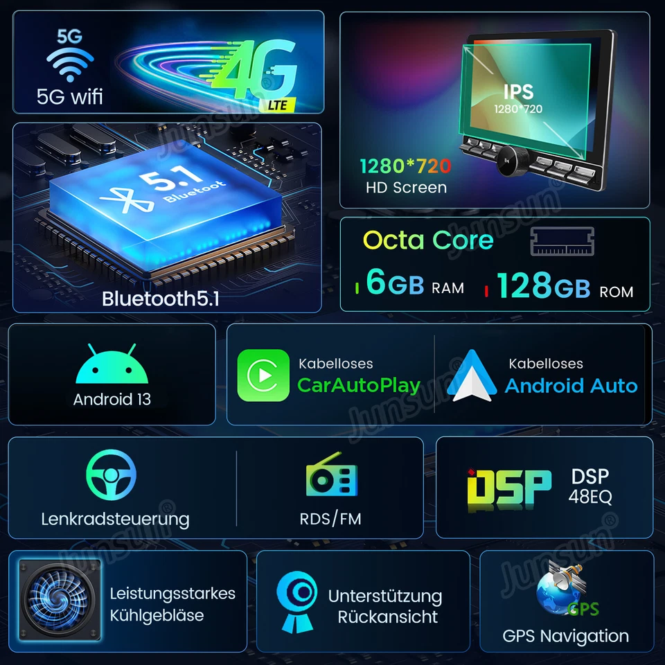 Für VW T6 Transporter Multivan Apple Carplay Android 14 Autoradio GPS DAB 6+128G - Bild 3 von 4