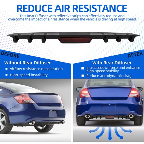 For Subaru Legacy 2010-2025 Shark Fins Wing Rear Diffuser Bumper Spoiler Lip - Picture 9 of 11
