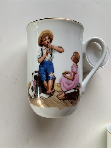 Vintage Norman Rockwell Museum Collection Set of 4 Coffee Cups Mugs 1986 - Picture 10 of 17